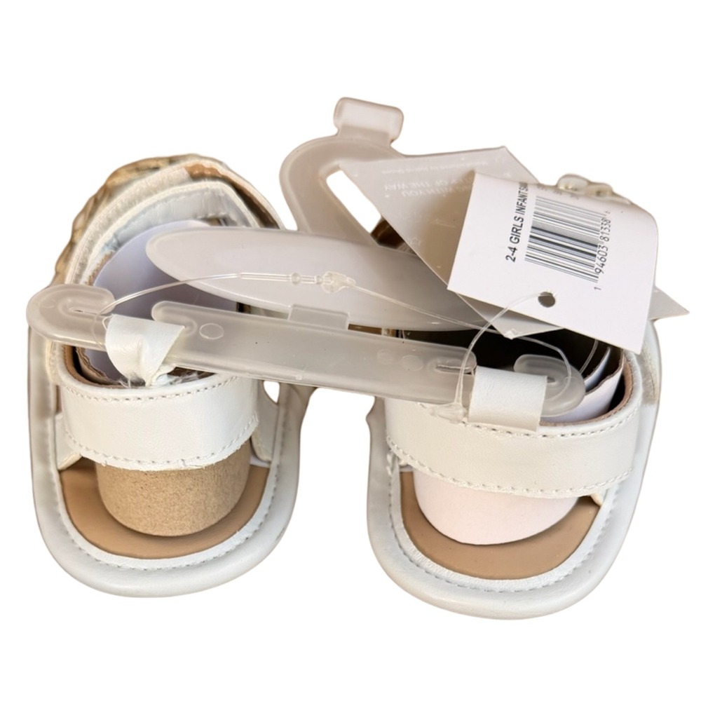 Josmo Infant Baby Girl Size 2-4 Dress Sandals Soft Sole Butterfly & Bow White - Picture 12 of 13